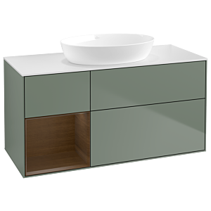 Villeroy and Boch Finion Villeroy and Boch Finion GA61GNGM 120cm, cover plate white matt, Emotion, shelves Walnut Veneer , Olive Matt Lacquer