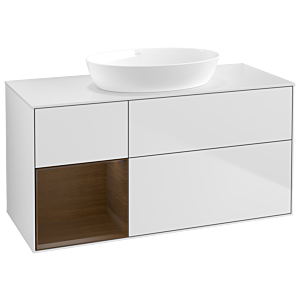 Villeroy and Boch Finion Villeroy and Boch Finion GA61GNMT 120cm, cover plate white matt, Emotion, shelves Walnut Veneer , white matt lacquer