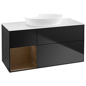 Villeroy and Boch Finion Villeroy and Boch Finion GA61GNPD 120cm, cover plate white matt, Emotion, shelves Walnut Veneer , black matt lacquer