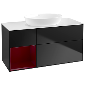 Villeroy und Boch Finion Waschtischunterschrank GA61HBPD 120cm, Abdeckplatte white matt, Emotion, Regale Peony matt lacquer, Black matt lacquer