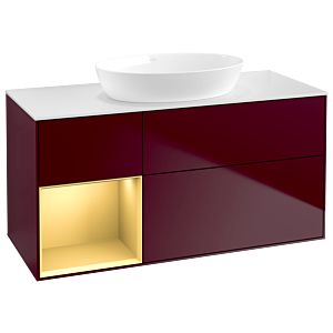 Villeroy und Boch Finion Waschtischunterschrank GA61HFHB 120cm, Abdeckplatte white matt, Emotion, Regale Gold matt lacquer, Peony Matt