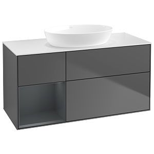 Villeroy und Boch Finion Waschtischunterschrank GA61HGGK 120cm, Abdeckplatte white matt, Emotion, Regale Midnight matt lacquer, Anthracite matt