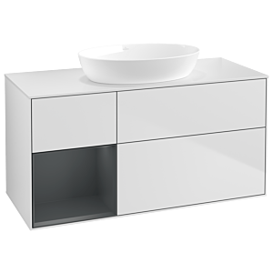Villeroy und Boch Finion Waschtischunterschrank GA61HGMT 120cm, Abdeckplatte white matt, Emotion, Regale Midnight matt lacquer, White matt lacquer