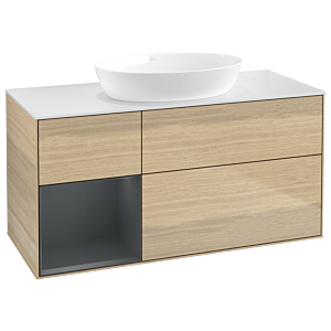 Villeroy and Boch Finion Villeroy and Boch Finion GA61HGPC 120cm, cover plate white matt, Emotion, shelves Midnight matt lacquer, Oak Veneer