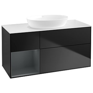Villeroy und Boch Finion Waschtischunterschrank GA61HGPD 120cm, Abdeckplatte white matt, Emotion, Regale Midnight matt lacquer, Black matt lacquer