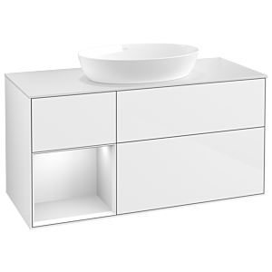 Villeroy und Boch Finion Waschtischunterschrank GA61MTGF 120cm, Abdeckplatte white matt, Emotion, Regale White matt lacquer, Glossy white lacquer