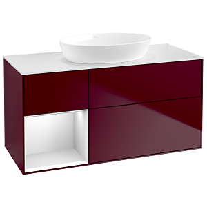 Villeroy et Boch Finion Villeroy et Boch GA61MTHB 120cm, plaque de recouvrement blanc mat, Emotion, étagères laqué blanc mat, Peony Matt