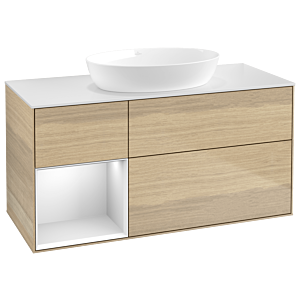 Villeroy und Boch Finion Waschtischunterschrank GA61MTPC 120cm, Abdeckplatte white matt, Emotion, Regale White matt lacquer, Oak Veneer