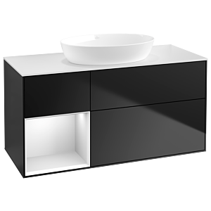Villeroy and Boch Finion Villeroy and Boch Finion GA61MTPD 120cm, cover plate white matt, Emotion, shelves white matt lacquer, black matt lacquer