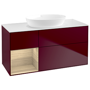 Villeroy et Boch Finion Villeroy et Boch GA61PCHB 120cm, plaque de recouvrement blanc mat, emotion, étagères Oak Veneer , Peony Matt