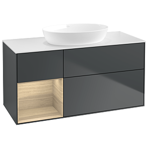 Villeroy und Boch Finion Waschtischunterschrank GA61PCHG 120cm, Abdeckplatte white matt, Emotion, Regale Oak Veneer, Midnight Blue Matt Lacquer