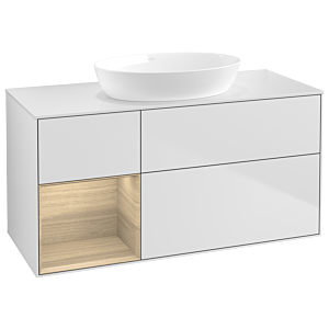 Villeroy et Boch Finion Villeroy et Boch GA61PCMT 120cm, plaque de recouvrement blanc mat, Emotion, étagères Oak Veneer , laqué blanc mat