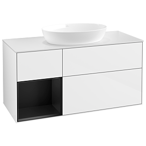 Villeroy and Boch Finion Villeroy and Boch Finion GA61PDGF 120cm, cover plate white matt, Emotion, shelves Black matt lacquer, Glossy white lacquer