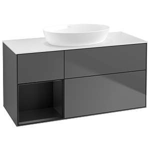 Villeroy and Boch Finion Villeroy and Boch Finion GA61PDGK 120cm, cover plate white matt, Emotion, shelves black matt lacquer, anthracite matt