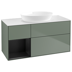 Villeroy and Boch Finion Villeroy and Boch Finion GA61PDGM 120cm, cover plate white matt, Emotion, shelves black matt lacquer, Olive Matt Lacquer
