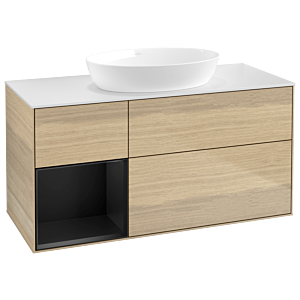 Villeroy and Boch Finion Villeroy and Boch Finion GA61PDPC 120cm, cover plate white matt, Emotion, shelves black matt lacquer, Oak Veneer