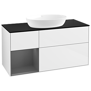 Villeroy and Boch Finion Villeroy and Boch Finion GA62GKGF 120cm, cover plate black matt, Emotion, shelves anthracite matt lacquer, glossy white lacquer