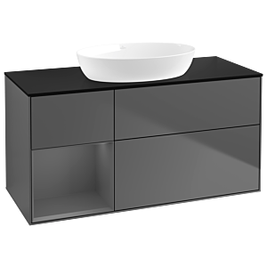 Villeroy and Boch Finion Villeroy and Boch Finion GA62GKGK 120cm, cover plate black matt, Emotion, shelves anthracite matt lacquer, anthracite matt