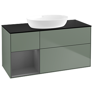 Villeroy and Boch Finion Villeroy and Boch Finion GA62GKGM 120cm, cover plate black matt, Emotion, shelves anthracite matt lacquer, Olive Matt Lacquer