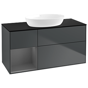 Villeroy et Boch Finion Villeroy et Boch GA62GKHG 120cm, plaque de recouvrement noire mate, Emotion, étagères Blue Matt Lacquer anthracite mat, Midnight Blue Matt Lacquer