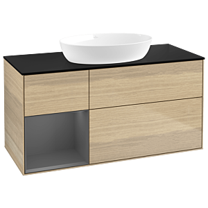 Villeroy and Boch Finion Villeroy and Boch Finion GA62GKPC 120cm, cover plate black matt, Emotion, shelves anthracite matt lacquer, Oak Veneer