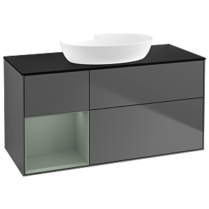Villeroy and Boch Finion Villeroy and Boch Finion GA62GMGK 120cm, cover plate black matt, Emotion, shelves olive matt lacquer, anthracite matt