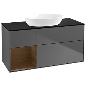 Villeroy and Boch Finion Villeroy and Boch Finion GA62GNGK 120cm, cover plate black matt, Emotion, shelves Walnut Veneer , anthracite matt