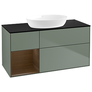Villeroy and Boch Finion Villeroy and Boch Finion GA62GNGM 120cm, cover plate black matt, Emotion, shelves Walnut Veneer , Olive Matt Lacquer