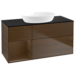 Villeroy und Boch Finion Waschtischunterschrank GA62GNGN 120cm, Abdeckplatte black matt, Emotion, Regale Walnut Veneer, Walnut veneer