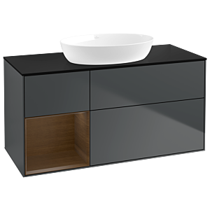 Villeroy and Boch Finion Villeroy and Boch Finion GA62GNHG 120cm, cover plate black matt, Emotion, shelves Walnut Veneer , Midnight Blue Matt Lacquer