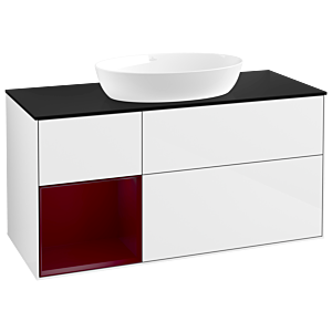 Villeroy and Boch Finion Villeroy and Boch Finion GA62HBGF 120cm, cover plate black matt, Emotion, shelves Peony matt lacquer, glossy white lacquer