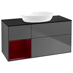 Villeroy and Boch Finion Villeroy and Boch Finion GA62HBGK 120cm, cover plate black matt, Emotion, shelves Peony matt lacquer, anthracite matt