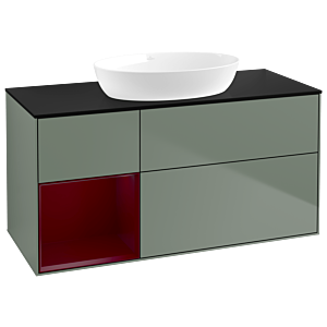 Villeroy and Boch Finion Villeroy and Boch Finion GA62HBGM 120cm, cover plate black matt, Emotion, shelves Peony matt lacquer, Olive Matt Lacquer