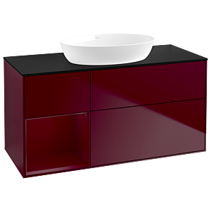 Villeroy et Boch Finion Villeroy et Boch GA62HBHB 120cm, plaque de recouvrement noire mate, Emotion, étagères en laque matte Peony , Peony Matt