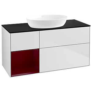 Villeroy and Boch Finion Villeroy and Boch Finion GA62HBMT 120cm, cover plate black matt, Emotion, shelves Peony matt lacquer, white matt lacquer