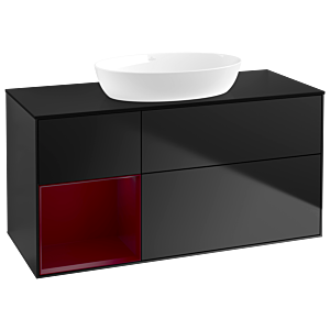 Villeroy und Boch Finion Waschtischunterschrank GA62HBPD 120cm, Abdeckplatte black matt, Emotion, Regale Peony matt lacquer, Black matt lacquer