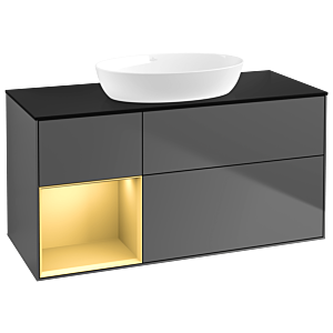 Villeroy and Boch Finion Villeroy and Boch Finion GA62HFGK 120cm, cover plate black matt, Emotion, shelves gold matt lacquer, anthracite matt