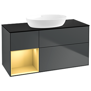Villeroy and Boch Finion Villeroy and Boch Finion GA62HFHG 120cm, cover plate black matt, Emotion, shelves gold matt lacquer, midnight Blue Matt Lacquer