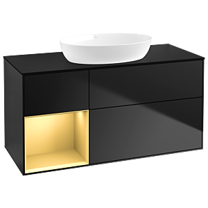 Villeroy and Boch Finion Villeroy and Boch Finion GA62HFPD 120cm, cover plate black matt, Emotion, shelves gold matt lacquer, black matt lacquer