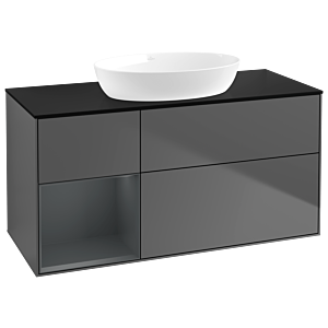 Villeroy und Boch Finion Waschtischunterschrank GA62HGGK 120cm, Abdeckplatte black matt, Emotion, Regale Midnight matt lacquer, Anthracite matt