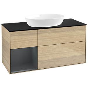 Villeroy and Boch Finion Villeroy and Boch Finion GA62HGPC 120cm, cover plate black matt, Emotion, shelves Midnight matt lacquer, Oak Veneer