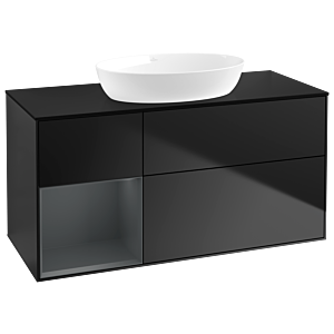Villeroy und Boch Finion Waschtischunterschrank GA62HGPD 120cm, Abdeckplatte black matt, Emotion, Regale Midnight matt lacquer, Black matt lacquer
