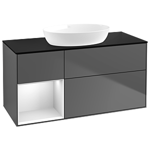 Villeroy and Boch Finion Villeroy and Boch Finion GA62MTGK 120cm, cover plate black matt, Emotion, shelves white matt lacquer, anthracite matt