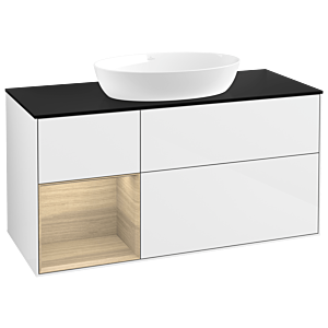 Villeroy and Boch Finion Villeroy and Boch Finion GA62PCGF 120cm, cover plate black matt, Emotion, shelves Oak Veneer , glossy white lacquer