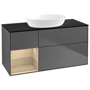 Villeroy und Boch Finion Waschtischunterschrank GA62PCGK 120cm, Abdeckplatte black matt, Emotion, Regale Oak Veneer, Anthracite matt
