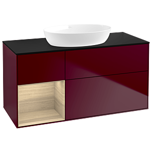 Villeroy et Boch Finion Villeroy et Boch GA62PCHB 120cm, plaque de recouvrement noir mat, emotion, étagères Oak Veneer , Peony Matt