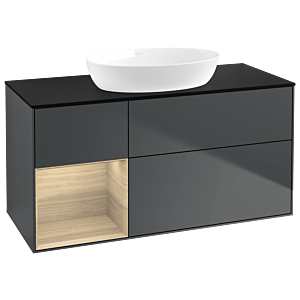 Villeroy und Boch Finion Waschtischunterschrank GA62PCHG 120cm, Abdeckplatte black matt, Emotion, Regale Oak Veneer, Midnight Blue Matt Lacquer