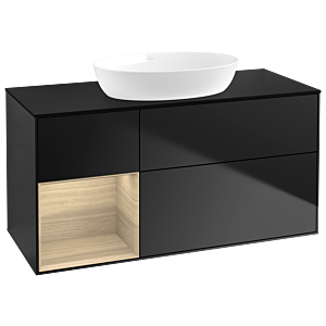 Villeroy and Boch Finion Villeroy and Boch Finion GA62PCPD 120cm, cover plate black matt, Emotion, shelves Oak Veneer , black matt lacquer