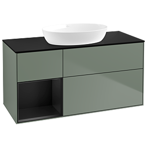 Villeroy and Boch Finion Villeroy and Boch Finion GA62PDGM 120cm, cover plate black matt, Emotion, shelves black matt lacquer, Olive Matt Lacquer