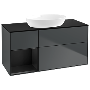 Villeroy und Boch Finion Waschtischunterschrank GA62PDHG 120cm, Abdeckplatte black matt, Emotion, Regale Black matt lacquer, Midnight Blue Matt Lacquer
